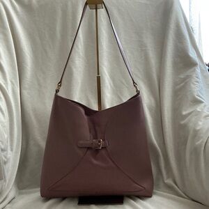 FURLA Dusty Mauve Leather Medium Shoulder Bag w Belt Buckle